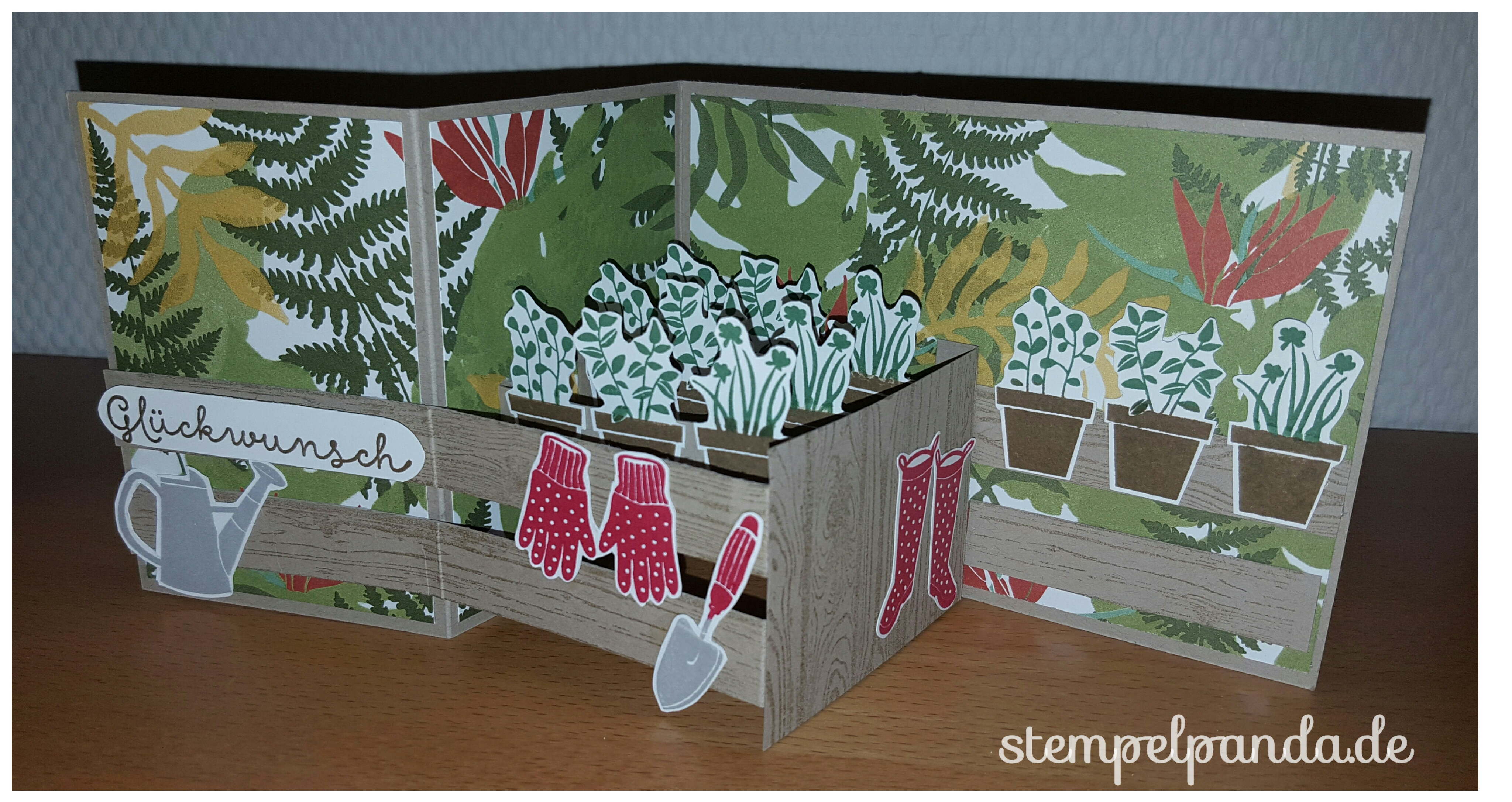 Stampin up stempelpanda gift from the garden pop up card